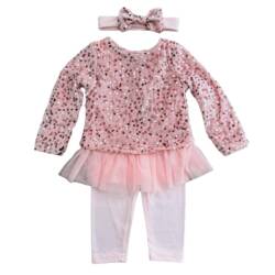 3 delige babyset roze met pailletten