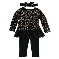 3 delige babyset zwart met pailletten