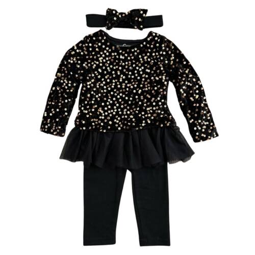 3 delige babyset zwart met pailletten 3 delige babyset zwart met pailletten