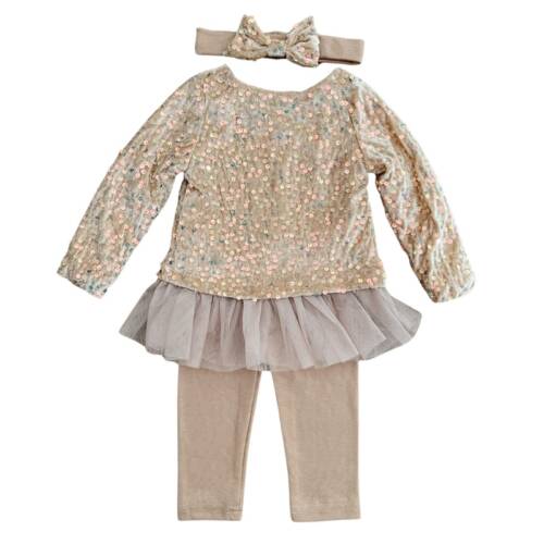 3 delige gouden meisjes set met pailletten tule rok en haarband – feestelijke outfit voor meisjes 1 3 delige gouden meisjes set met pailletten tule rok en haarband – feestelijke outfit voor meisjes