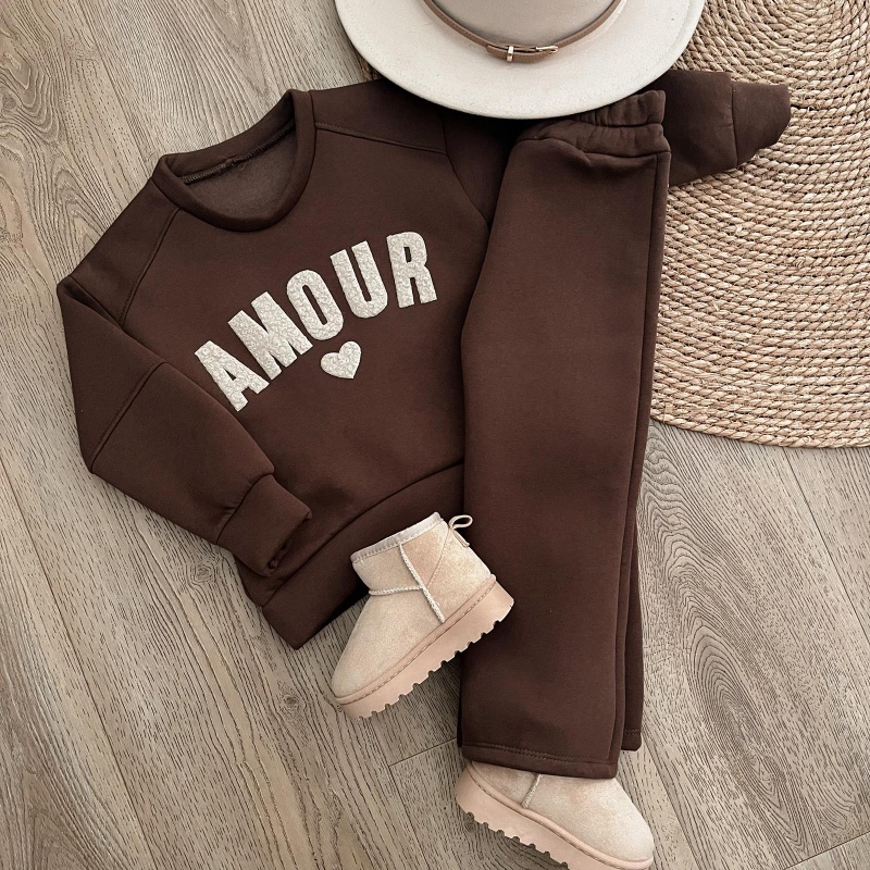 Amour joggingset bruin meisje – warme zachte set kinderkleding