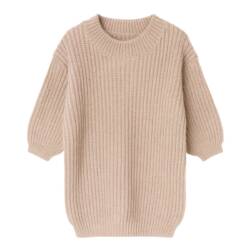 Knit sweaterdress taupe meisje – gebreide jurk kinderkleding Knit sweaterdress taupe meisje – gebreide jurk kinderkleding