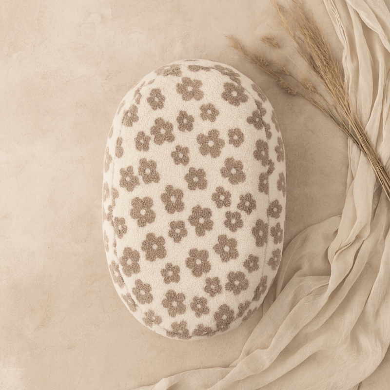 Relaxhoes teddy bloemen, zachte wasbare hoes voor voedingskussen 170–190 cm