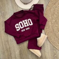 SOHO joggingset bordeaux meisje – zachte warme set kinderkleding