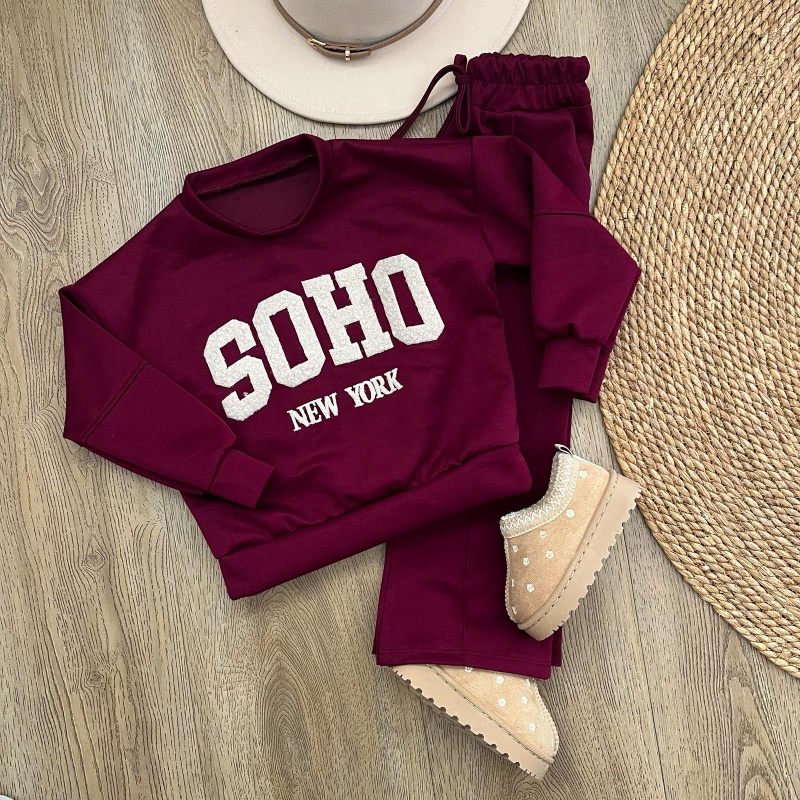 SOHO joggingset bordeaux meisje – zachte warme set kinderkleding