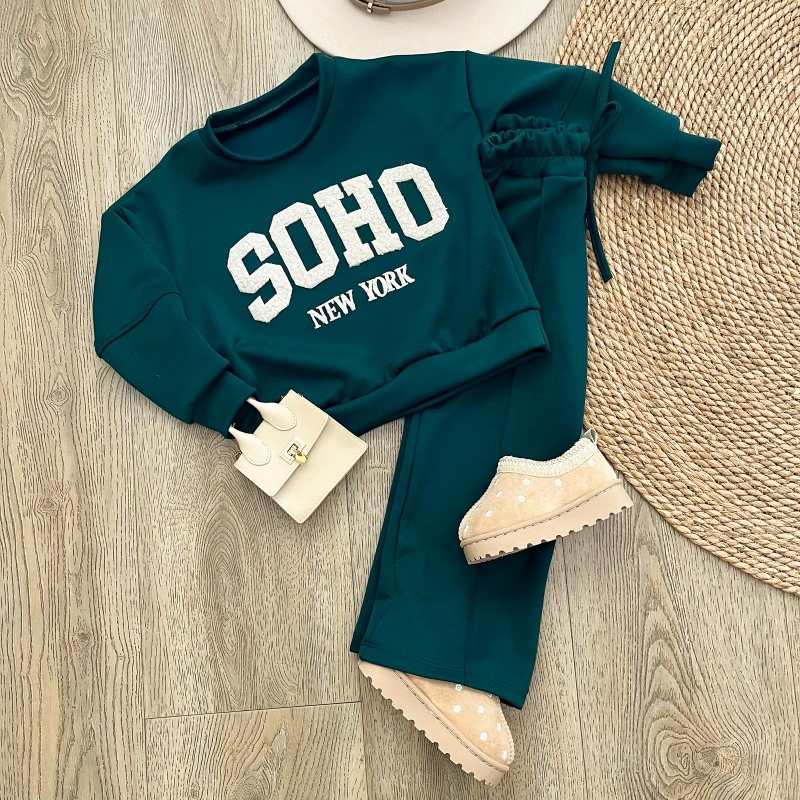 SOHO joggingset petrol meisje – zachte warme set kinderkleding