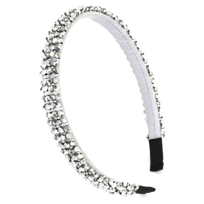 Zilveren haarband met steentjes, smal en geschikt voor meisjes en dames