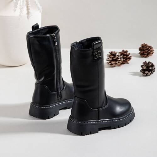 Zwarte meisjes laarsjes met detail aan de zijkant