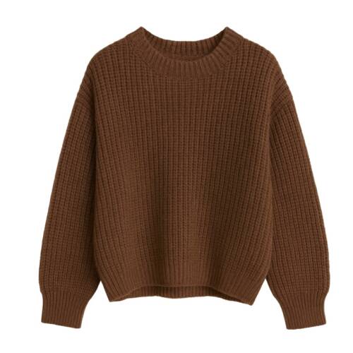 bruine knit sweater meisjes gebreide trui grove steek