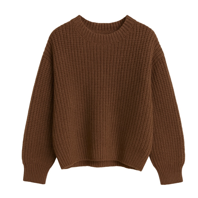 bruine knit sweater meisjes gebreide trui grove steek