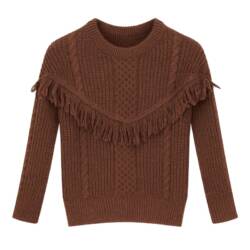 bruine trui met franjes voor meisjes – warme gebreide trui met westernlook bruine trui met franjes voor meisjes – warme gebreide trui met westernlook