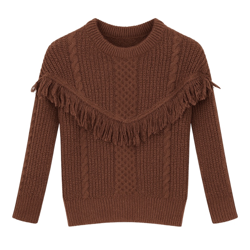bruine trui met franjes voor meisjes – warme gebreide trui met westernlook bruine trui met franjes voor meisjes – warme gebreide trui met westernlook