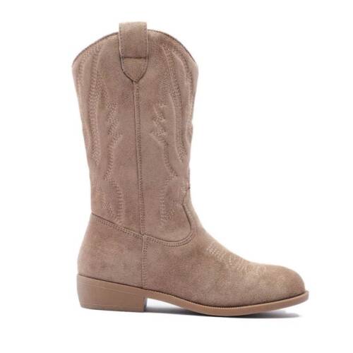 cowboylaarzen meisje taupe beige met rits – suède look kinderlaarzen