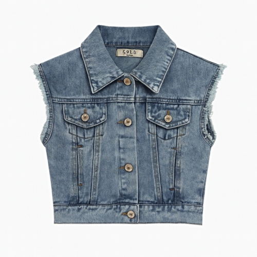 denim gilet voor meisjes trendy spijker bodywarmer met knopen