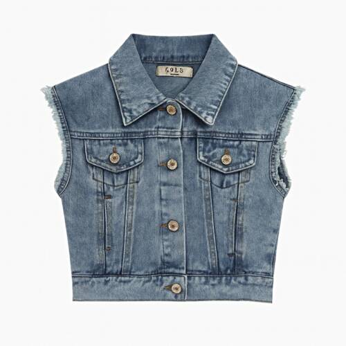 denim gilet voor meisjes – trendy spijker bodywarmer met knopen