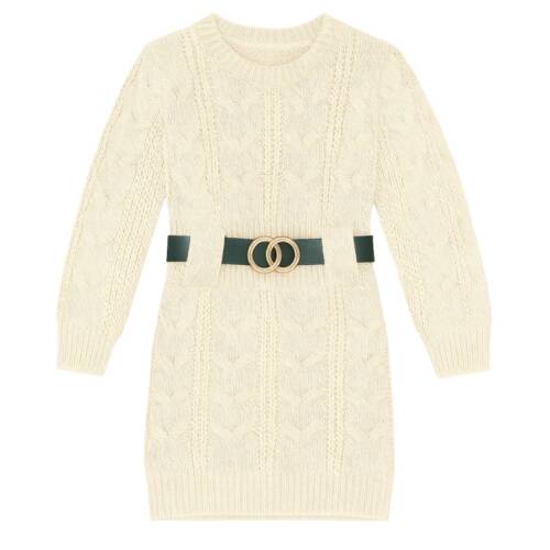 gebreid beige jurkje met riem gebreid beige jurkje met riem