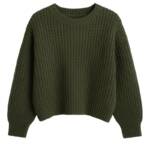 khaki knit sweater meisjes gebreide trui grove steek 1 khaki knit sweater meisjes gebreide trui grove steek 1