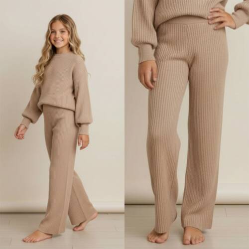 knit taupe broek