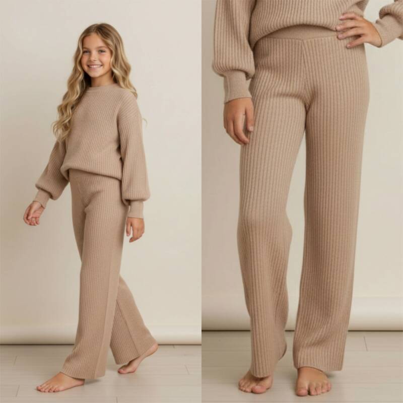 knit taupe broek