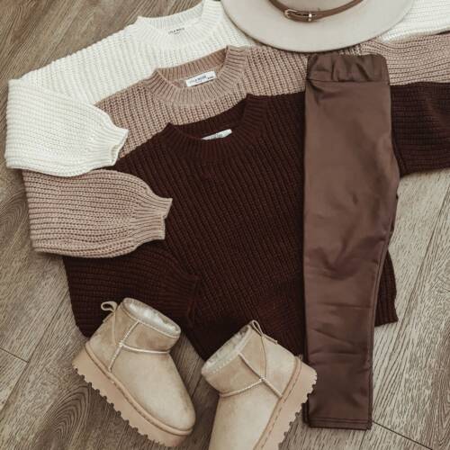 leren legging bruin stretch meisje