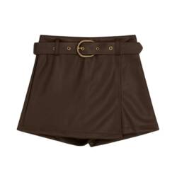 meisjes leatherlook broekrokje bruin maat 98104 tm 158164 meisjes leatherlook broekrokje bruin maat 98104 tm 158164