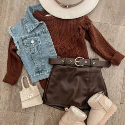 set meisje herfst leren broek rokje set meisje herfst leren broek rokje