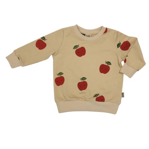 sweater appels beige zacht french terry sweatkatoen kinderkleding