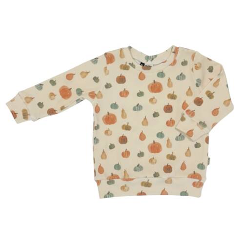 sweater pompoen creme rib katoen herfstprint kinderkleding