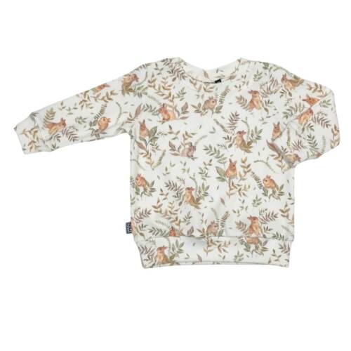 sweater rib bosdieren creme handgemaakt kinderkleding