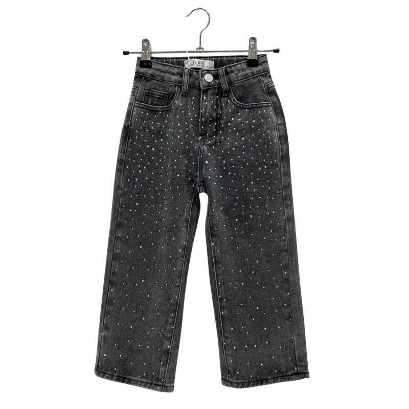 zwart grijze meisjes jeans met strass steentjes – trendy denim broek voor meiden zwart grijze meisjes jeans met strass steentjes – trendy denim broek voor meiden