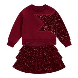 2 delige glitter set bordeaux meisjes 2-delige glitter set bordeaux meisjes