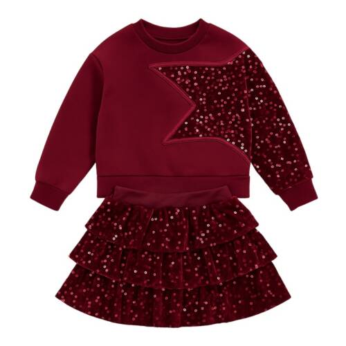 2-delige glitter set bordeaux meisjes