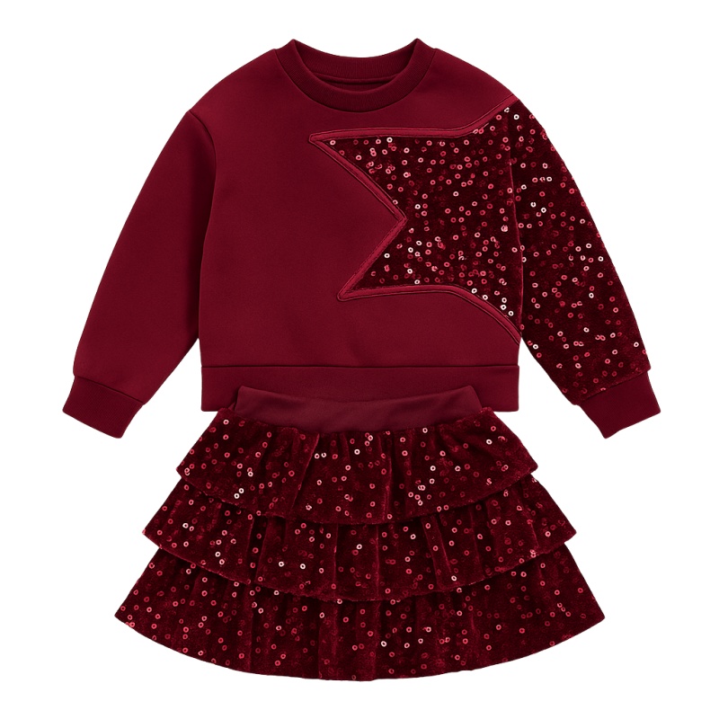 2-delige glitter set bordeaux meisjes 2-delige glitter set bordeaux meisjes