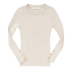 Basic rib longsleeve beige meisjes katoen jersey met stretch kinderkleding