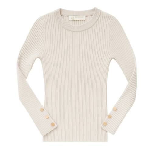 Basic rib longsleeve beige meisjes – katoen jersey met stretch kinderkleding