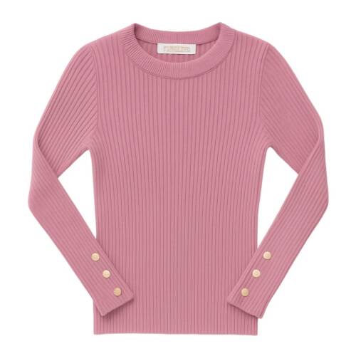 Basic rib longsleeve oudroze meisjes – katoen jersey met stretch kinderkleding