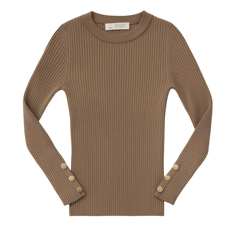 Basic rib longsleeve taupe meisjes