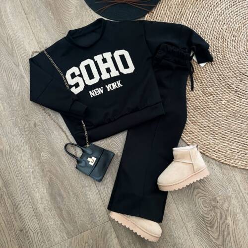 SOHO joggingset zwart meisje – zachte warme set kinderkleding