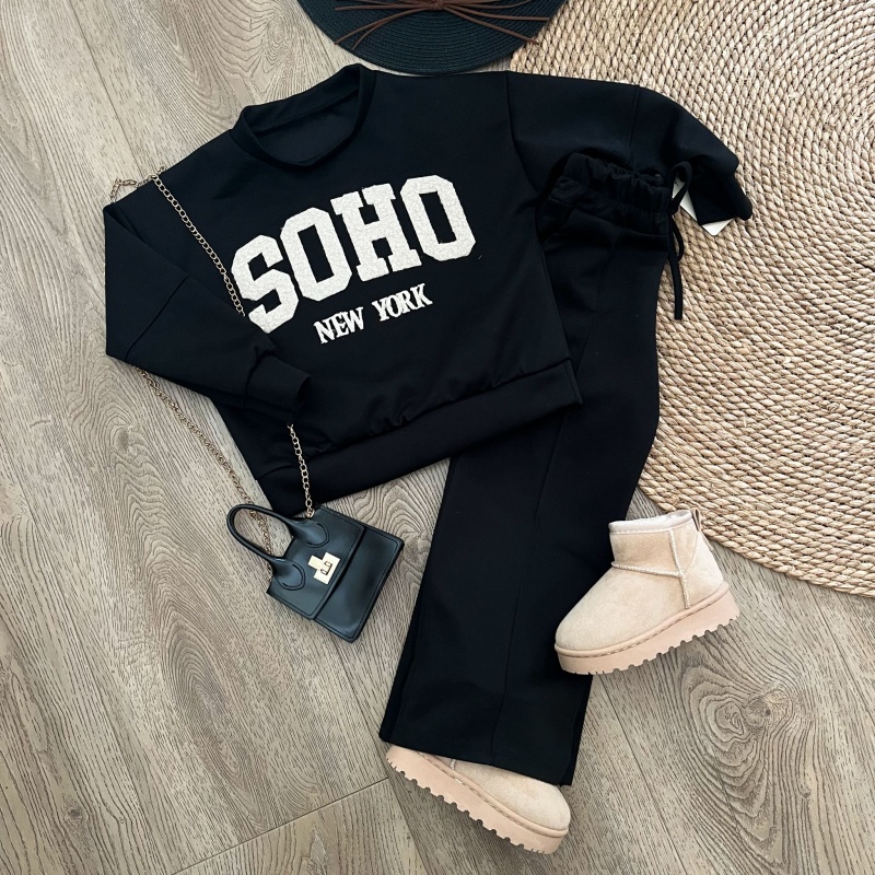 SOHO joggingset zwart meisje – zachte warme set kinderkleding SOHO joggingset zwart meisje – zachte warme set kinderkleding