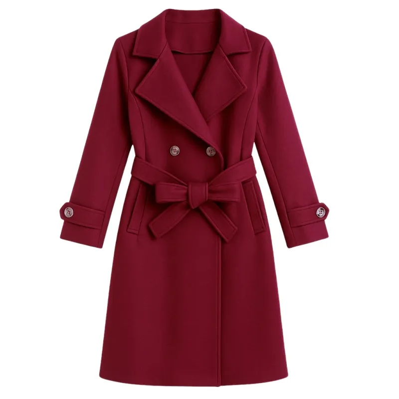 Trenchcoat meisjes bordeaux met warme fleecevoering en ceintuur Trenchcoat meisjes bordeaux met warme fleecevoering en ceintuur