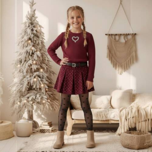 glitter heart set bordeaux