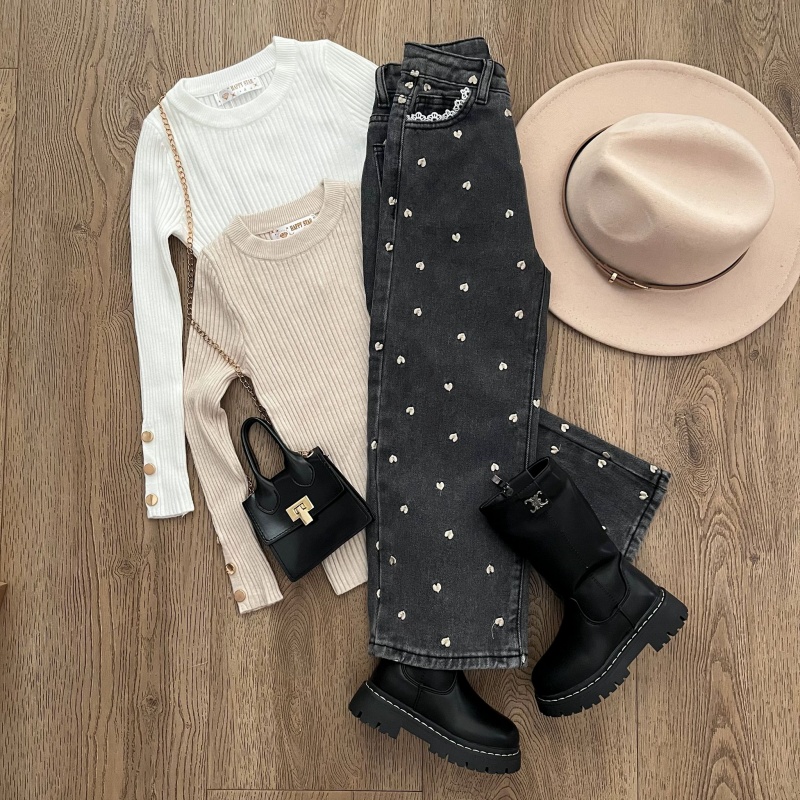 jeans zwart hartjes meisje