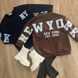 sweaterdress newyork blauw bruin sweaterdress newyork blauw bruin