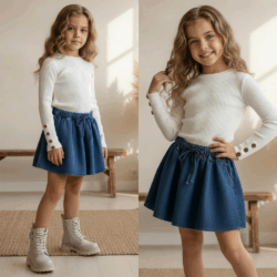 Blauw meisjes denim A lijn rokje