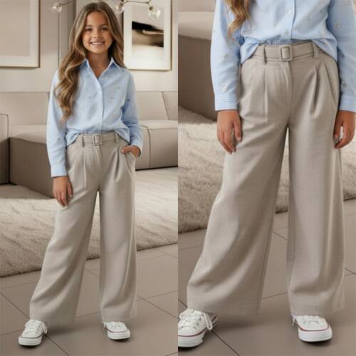 Linnen look meisjes pantalon