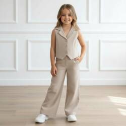 Meisjes 2 delige casual chic set camel 2 Meisjes 2 delige casual chic set camel (2)