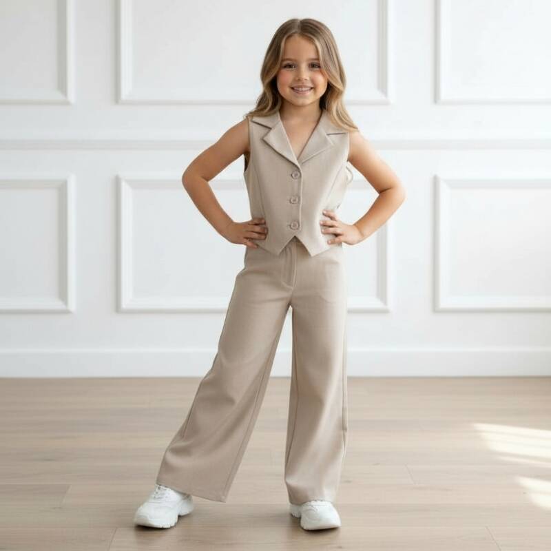 Meisjes 2 delige casual chic set camel 3 Meisjes 2 delige casual chic set camel (3)