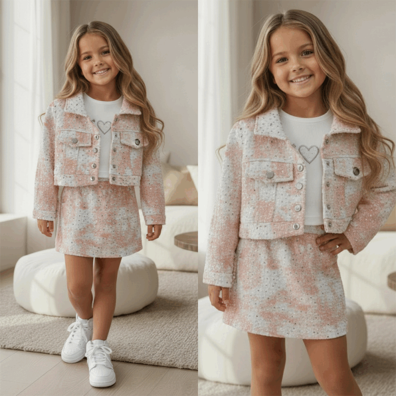 Meisjes 3 delige set jas rok en shirt Meisjes 3 delige set jas rok en shirt