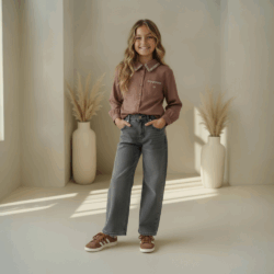 blouse hartjes bruin