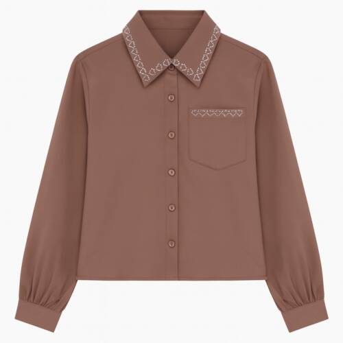 blouse meisje bruin hartjes